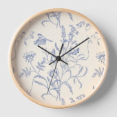Vintag Blaue Vögel und Blume botanisch Uhr (Vorderseite)