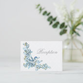 Vintag Blaue Vögel Winter Wed Empfang Umschließung Begleitkarte (Stehend Vorderseite)