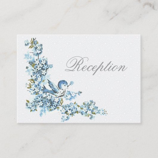 Vintag Blaue Vögel Winter Wed Empfang Umschließung Begleitkarte (Vorderseite)