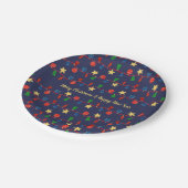 Vintag-blaue Weihnachtsschmuck Pappteller (Schrägansicht)