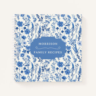 Vintag Blaue Wildblumen Personalisiert Rezept Notizblock