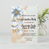 Vintag Blauer Abschluss Einladung (Stehend Vorderseite)