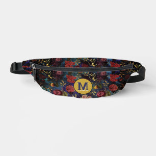 Vintag blauer Blumendruck Bauchtasche