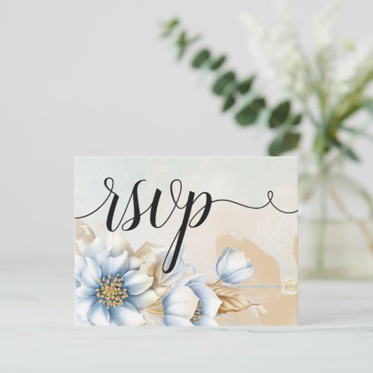 Vintag Blauer Blumenstrauß UAWG Einladung Postkart (Stehend Vorderseite)