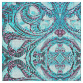 Vintag Blauer Blütenwirbel Stoff (Nahaufnahme)