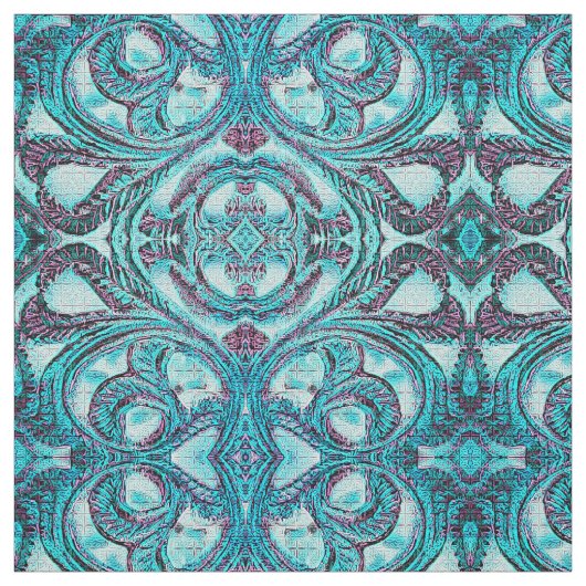 Vintag Blauer Blütenwirbel Stoff (Muster)