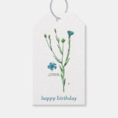 Vintag Blauer Botanischer Flachs Linum Geburtstag Geschenkanhänger (Vorderseite)