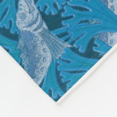 Vintag Blauer Fisch und Meeresalgen: Jugendstil Fleecedecke (Ecke)