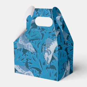 Vintag Blauer Fisch und Meeresalgen: Jugendstil Geschenkschachtel