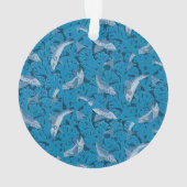 Vintag Blauer Fisch und Meeresalgen: Jugendstil Ornament (Rückseite)