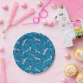 Vintag Blauer Fisch und Meeresalgen: Jugendstil Pappteller (Party)