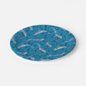 Vintag Blauer Fisch und Meeresalgen: Jugendstil Pappteller (Schrägansicht)