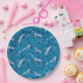 Vintag Blauer Fisch und Meeresalgen: Jugendstil Pappteller (Party)