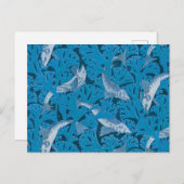 Vintag Blauer Fisch und Meeresalgen: Jugendstil Postkarte (Vorne/Hinten)