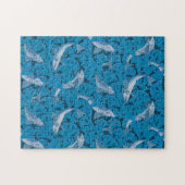 Vintag Blauer Fisch und Meeresalgen: Jugendstil Puzzle (Horizontal)