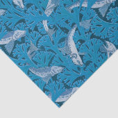 Vintag Blauer Fisch und Meeresalgen: Jugendstil Seidenpapier (Ausschnitt)