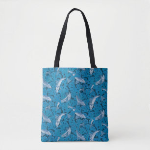 Vintag Blauer Fisch und Meeresalgen: Jugendstil Tasche