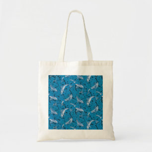 Vintag Blauer Fisch und Meeresalgen: Jugendstil Tragetasche