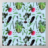 Vintag Blauer Gemüsegarten Poster (Vorne)