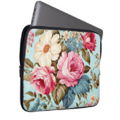 Vintag Blauer Rosa Blumengarten Laptopschutzhülle (Vorne Rechts)