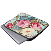 Vintag Blauer Rosa Blumengarten Laptopschutzhülle (Vorne Knopf)