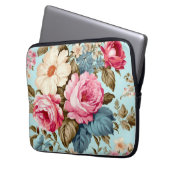 Vintag Blauer Rosa Blumengarten Laptopschutzhülle (Vorderseite Links)