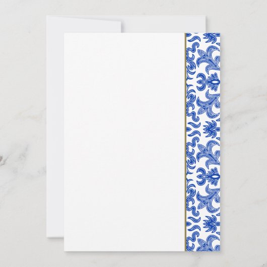 Vintag Blauer und Weiße Brautdusche Einladung (Rückseite)