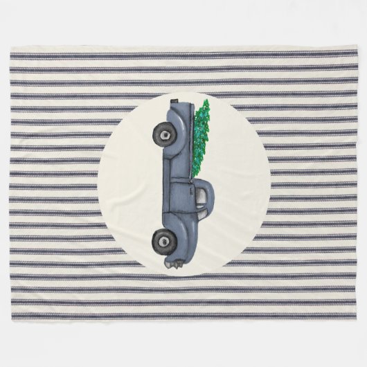 Vintag Blauer Weihnachtsbaum LKW Grosses Decken (Vorderseite (Horizontal))