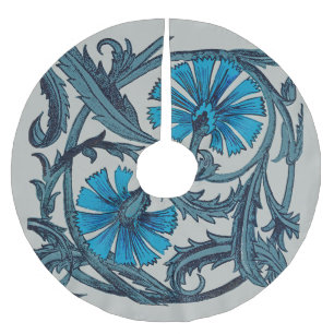 Vintag-blaues antikes Grafikdesign der Blume Polyester Weihnachtsbaumdecke