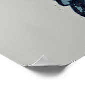 Vintag-blaues antikes Grafikdesign der Blume Poster (Ecke)