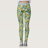 Vintag-Blaues Blumenmuster-Blume-Muster Yoga Leggings (Vorderseite)