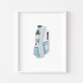 Vintag-blaues Golftaschen-Poster Poster