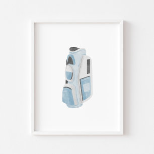 Vintag-blaues Golftaschen-Poster Poster
