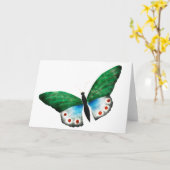Vintag-blaugrüne Schmetterlingsillustrierung Karte (Gelbe Blume)