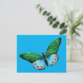 Vintag-blaugrüne Schmetterlingsillustrierung Postkarte (Stehend Vorderseite)
