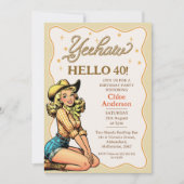 Vintag Blonde Birthday Cowgirl 40. Geburtstag Einladung (Vorderseite)