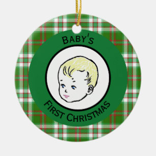 Vintag Blonde Hair Baby's First Christmas Keramik Ornament