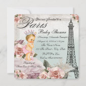 Vintag Blonde Princess Paris Babydusche Einladung (Rückseite)