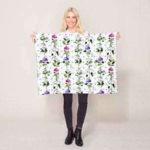 Vintag Bloom Natural Pink Lila floral Botanisch Fleecedecke