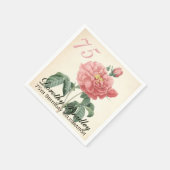 Vintag Blooming Rose 75. Geburtstagspartei PN Serviette (Ecke)
