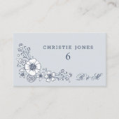 Vintag Blooms Blumenhochzeit Platzkarte - Blau Begleitkarte (Vorderseite)
