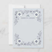 Vintag Blooms Blumenstationerkarte - Blau Dankeskarte (Vorderseite)