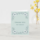 Vintag Blooms Wedding Dankeschön Card - Aquamarin Karte (Gelbe Blume)