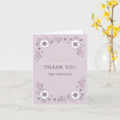 Vintag Blooms Wedding Dankeschön Card - Lila Karte (Gelbe Blume)