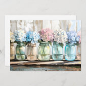 Vintag Blossom Hydrangea Mason Jars Feiertagskarte (Vorne/Hinten)