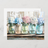 Vintag Blossom Hydrangea Mason Jars Feiertagspostkarte (Vorne/Hinten)