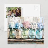 Vintag Blossom Hydrangea Mason Jars Feiertagspostkarte (Vorne/Hinten)