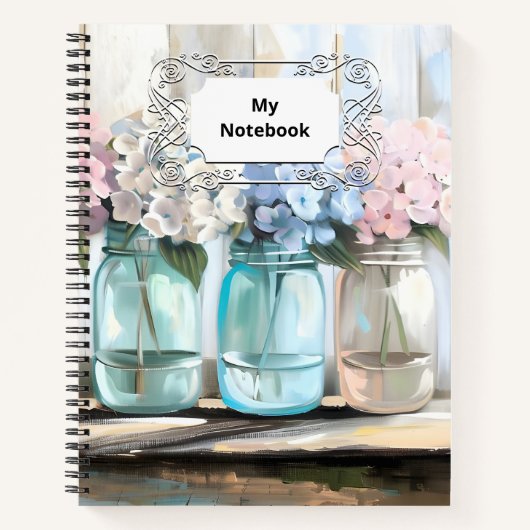 Vintag Blossom Hydrangea Mason Jars Notizblock (Vorderseite)