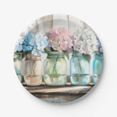Vintag Blossom Hydrangea Mason Jars Pappteller (Vorderseite)
