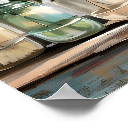 Vintag Blossom Hydrangea Mason Jars Poster (Ecke)